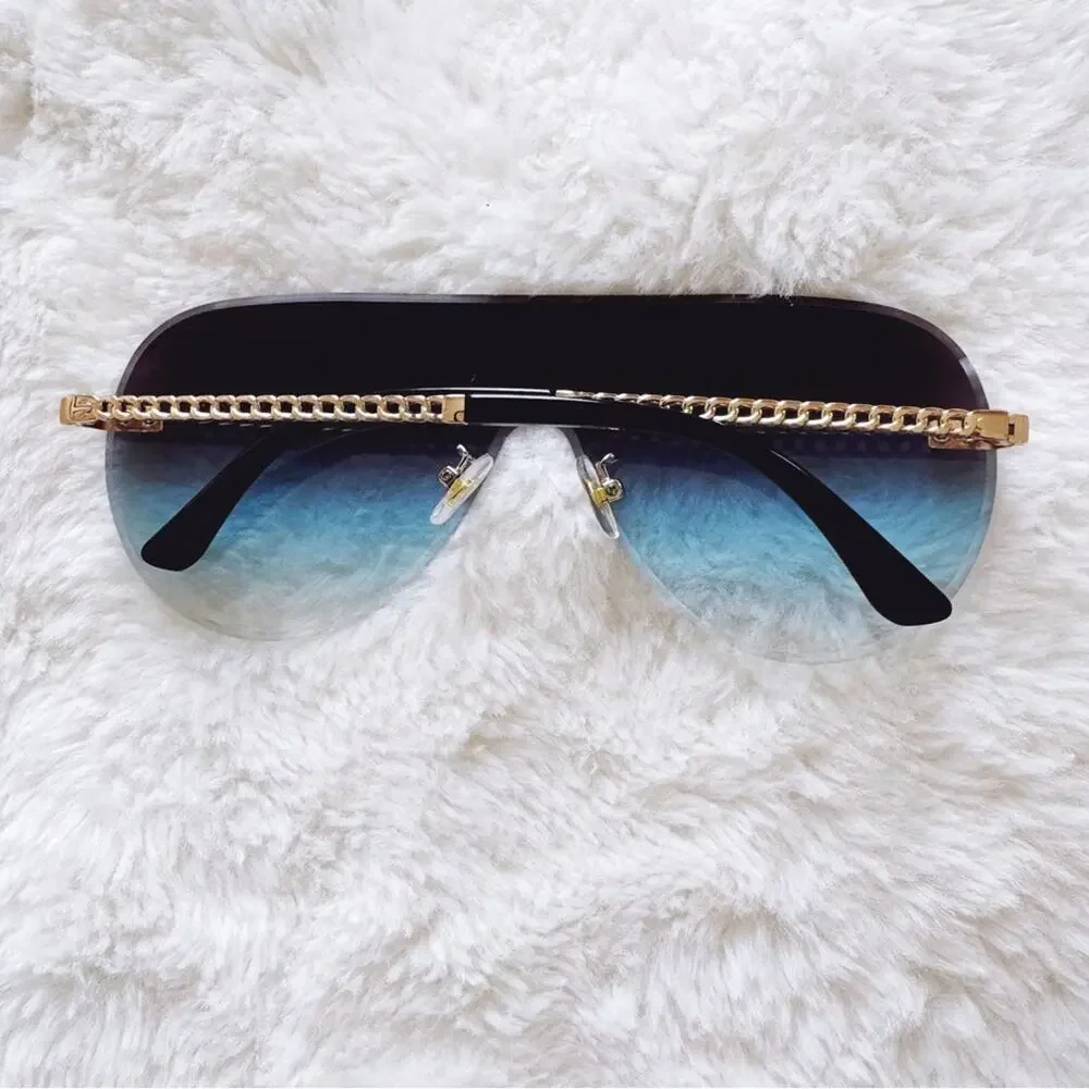 Jasmine Clear Blue Sleek Single-Lens Sunglasses